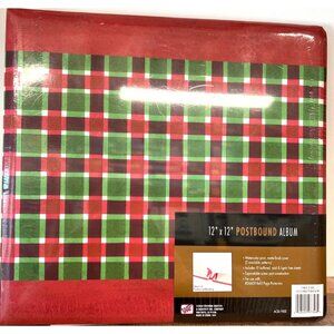 Postbound Scrapbook Album With Matte Watercolor Plaid Cover & Acid-Free Pages